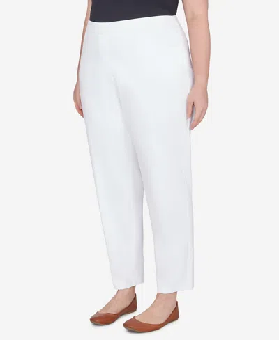 Alfred Dunner Plus Size Classic Allure Tummy Control Pull-on Average Length Pants In White