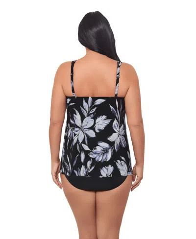 Miraclesuit Plus Size Fiore Di Luna Mirage Underwire Tankini Top In Black