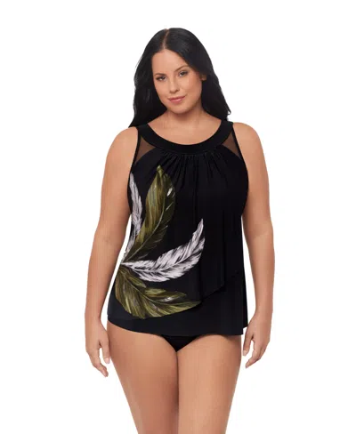 Miraclesuit Plus Size Boca Grande Ursula Underwire Tankini Top In Black