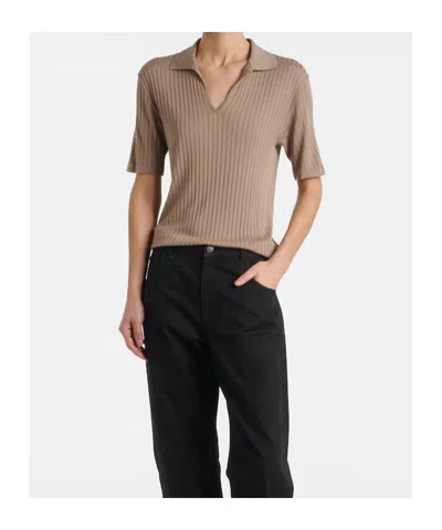 The Row Kaiomi Ribbed Short-sleeve Top In Brown