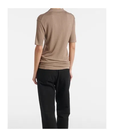 The Row Kaiomi Ribbed Short-sleeve Top In Brown