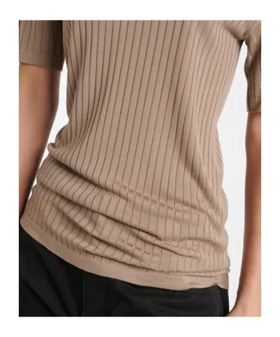 The Row Kaiomi Ribbed Short-sleeve Top In Brown