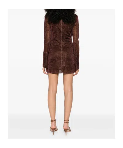 Oseree Long-sleeve Mini Dress In Brown