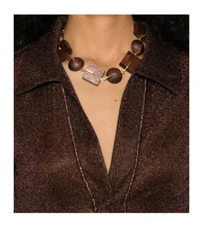 Oseree Long-sleeve Mini Dress In Brown