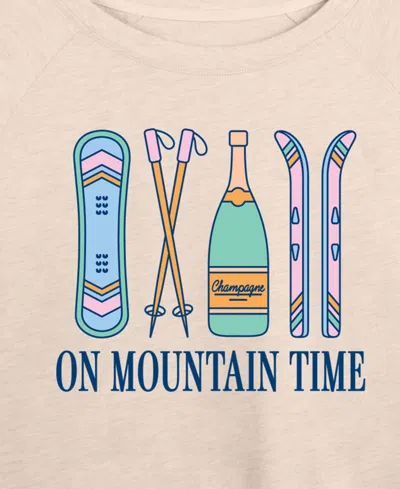 Hybrid Apparel Plus Size On Mountain Time Word Art Pullover T-shirt In Pink