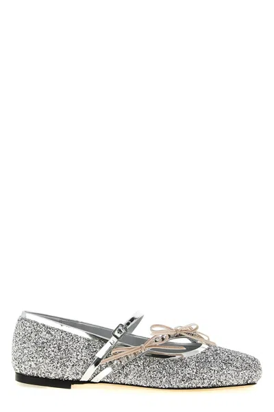 Jimmy Choo Silver Slip On Ballet Flats In Silver