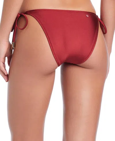 Red Carter Cultivated Pearls Of Wisdom Cheeky Coverage Tie Side Bottom In Burgundy