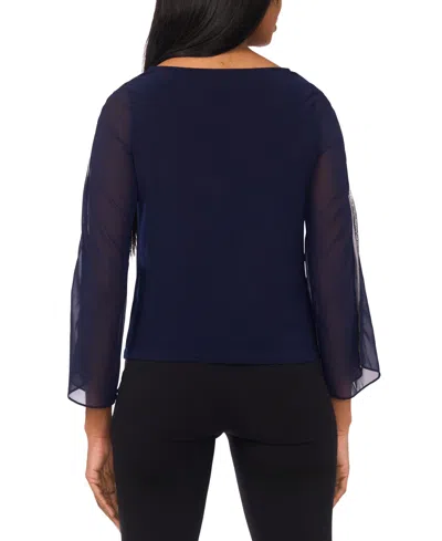 Msk Petite Pull-on Cowl Neck Top In Blue