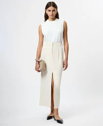 French Connection Harry Suiting Slit Maxi Skirt In White