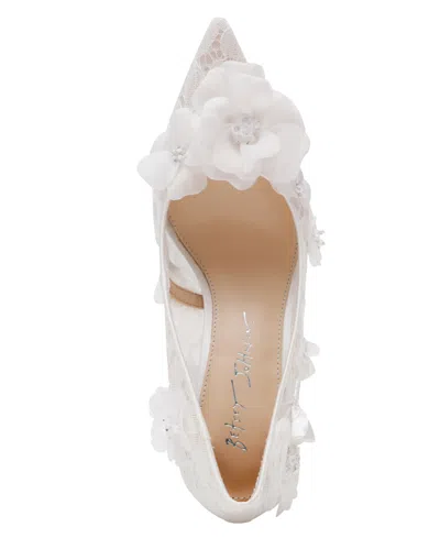 Betsey Johnson Sb-aimey Lace Ivory Mesh Floral Embroidered Pumps
