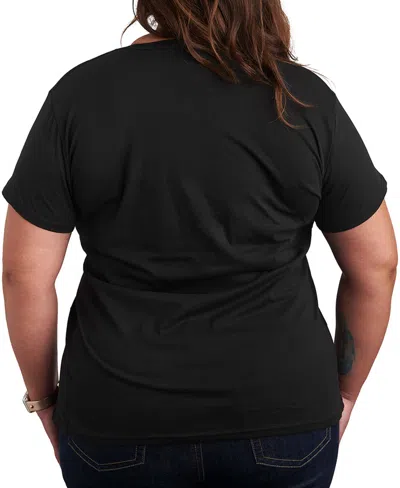 Hybrid Apparel Plus Size Skater Stamp Word Art Short Sleeve T-shirt In Black