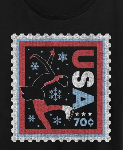 Hybrid Apparel Plus Size Skater Stamp Word Art Short Sleeve T-shirt In Black