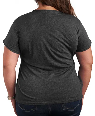 Hybrid Apparel Plus Size Sip Ski Repeat Word Art Graphic T-shirt In Gray