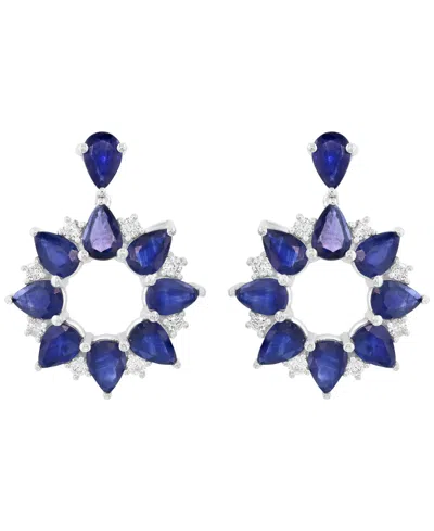 Effy Collection Sapphire (7-1/5 Ct. T.w.) & Diamond (1/2 Ct. T.w.) Drop Earrings In 14k White Gold In Gold