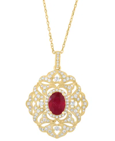 Effy Collection Ruby (1-3/8 Ct. T.w.) & Diamond (5/8 Ct. T.w.) Pendant Necklace In 14k Yellow Gold In Gold