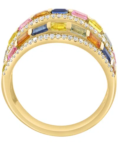 Effy Collection Multi-sapphire (2-1/5 Ct. T.w.) & Diamond (3/8 Ct. T.w.) Ring In 14k Yellow Gold In Gold