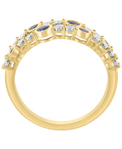 Effy Collection Sapphire (1/4 Ct. T.w.) & Diamond (1/10 Ct. T.w.) Ring In Gold Over Silver In Gold