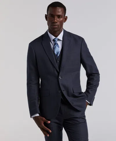 Perry Ellis Men's Linen Blend Herringbone Suit Jacket In Blue