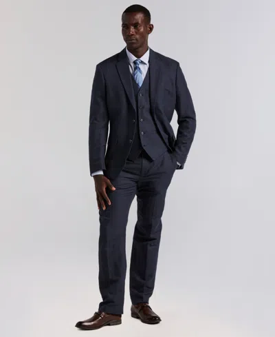 Perry Ellis Men's Linen Blend Herringbone Suit Jacket In Blue