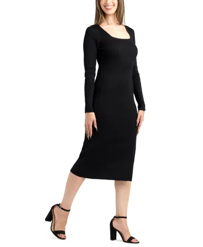 Bcx Junior's Square Neck Sweater Dress In Black