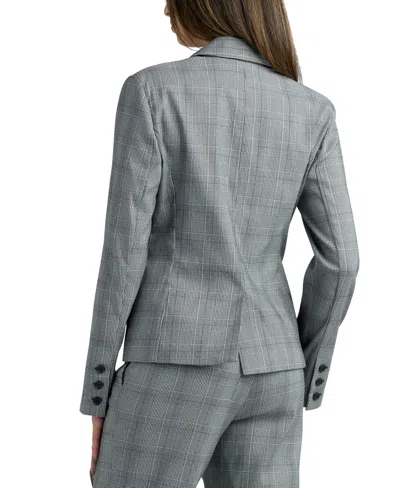 Bcx Junior's Millennium Notch Collar Check Blazer In Gray