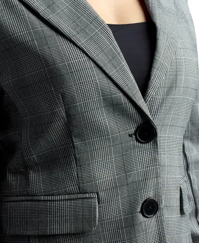 Bcx Junior's Millennium Notch Collar Check Blazer In Gray