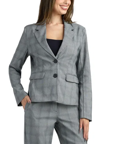 Bcx Junior's Millennium Notch Collar Check Blazer In Gray