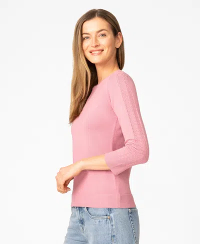 Melissa Paige Women's Pointelle 3/4-sleeve Sweater In Pink