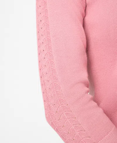 Melissa Paige Women's Pointelle 3/4-sleeve Sweater In Pink