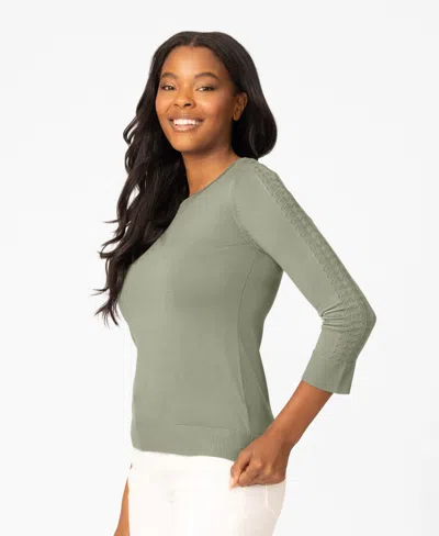 Melissa Paige Women's Pointelle 3/4-sleeve Sweater In Gray