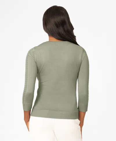 Melissa Paige Women's Pointelle 3/4-sleeve Sweater In Gray