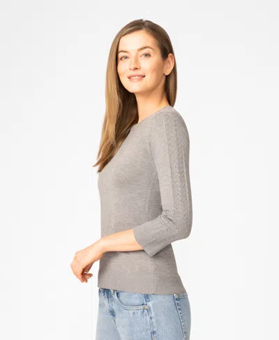 Melissa Paige Women's Pointelle 3/4-sleeve Sweater In Gray