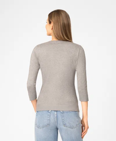 Melissa Paige Women's Pointelle 3/4-sleeve Sweater In Gray