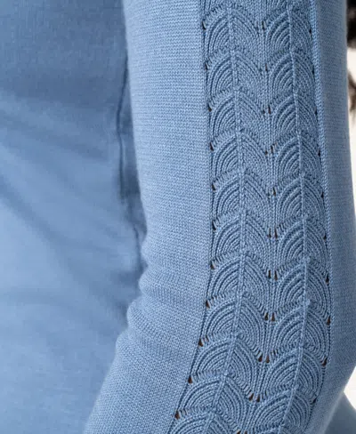 Melissa Paige Women's Pointelle 3/4-sleeve Sweater In Blue