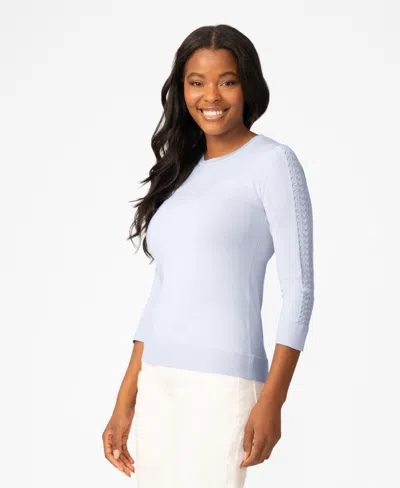 Melissa Paige Women's Pointelle 3/4-sleeve Sweater In Blue
