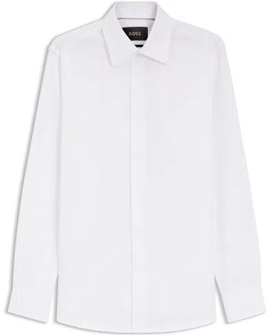 Hugo Boss Slim-fit Shirt In Italian-made Performance-stretch Jersey In White