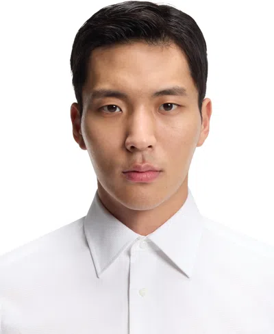 Hugo Boss Slim-fit Shirt In Italian-made Performance-stretch Jersey In White