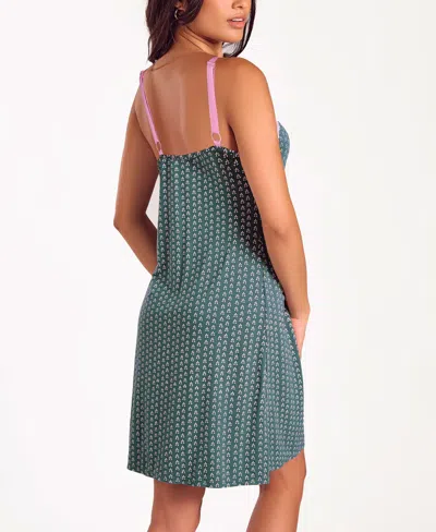 Icollection Plus Size Floral Lace Stretch Knit Nightgown In Multi