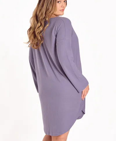 Icollection Plus Size Baby Waffle Stretch Knit Sleep Shirt In Purple