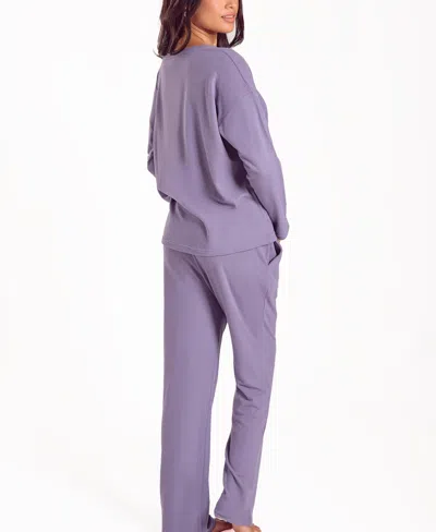 Icollection Women's Baby Waffle Stretch Knit Long-sleeve Pajama Set In Purple
