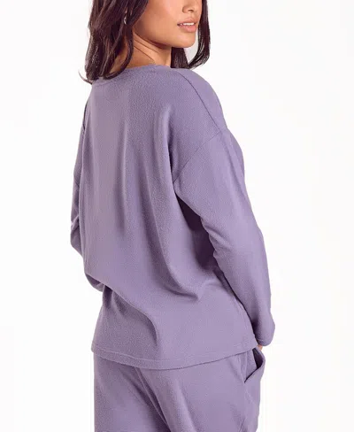 Icollection Women's Baby Waffle Stretch Knit Long-sleeve Pajama Set In Purple