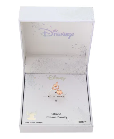 Disney Lilo Stitch Rose Gold Heart Bypass Ring In Multi