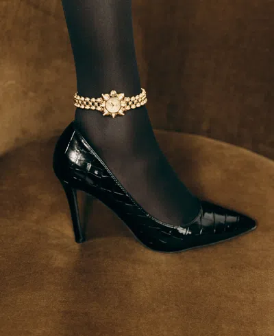 Jbw Women's Atmosphere Crystal Swiss Quartz 18k Gold-plated Stainless Steel Watch, 30mm In Gold