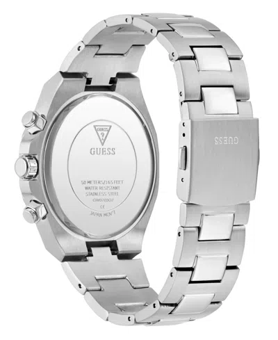 Guess Men's Silver-tone Multi-function Watch, 44mm In Silver