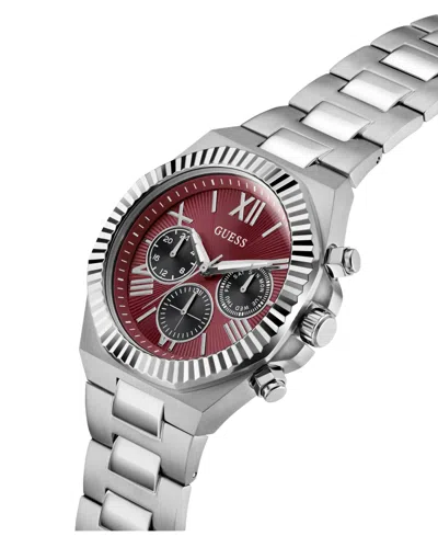 Guess Men's Silver-tone Multi-function Watch, 44mm In Silver