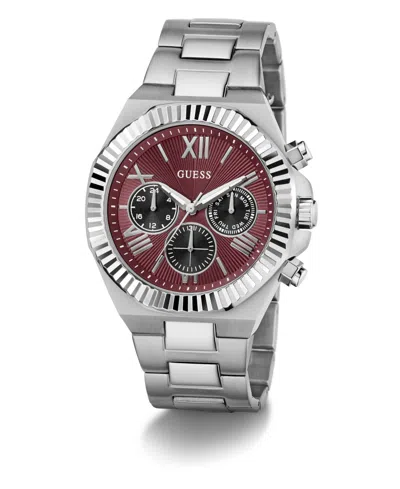 Guess Men's Silver-tone Multi-function Watch, 44mm In Silver