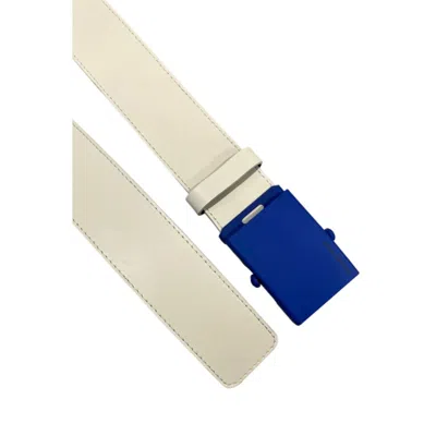 Borbonese White Leather Men Belt In Neutral