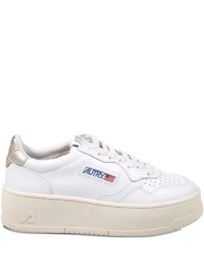 Autry Platform Low Logo Patch Sneakers In White