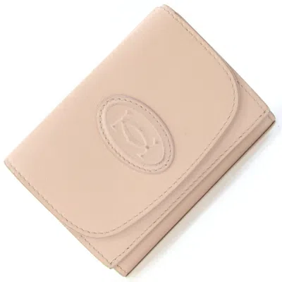 Pre-owned Cartier Beige Leather Wallet (tri-fold) () In Sand
