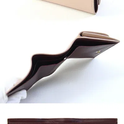 Pre-owned Cartier Beige Leather Wallet (tri-fold) () In Sand